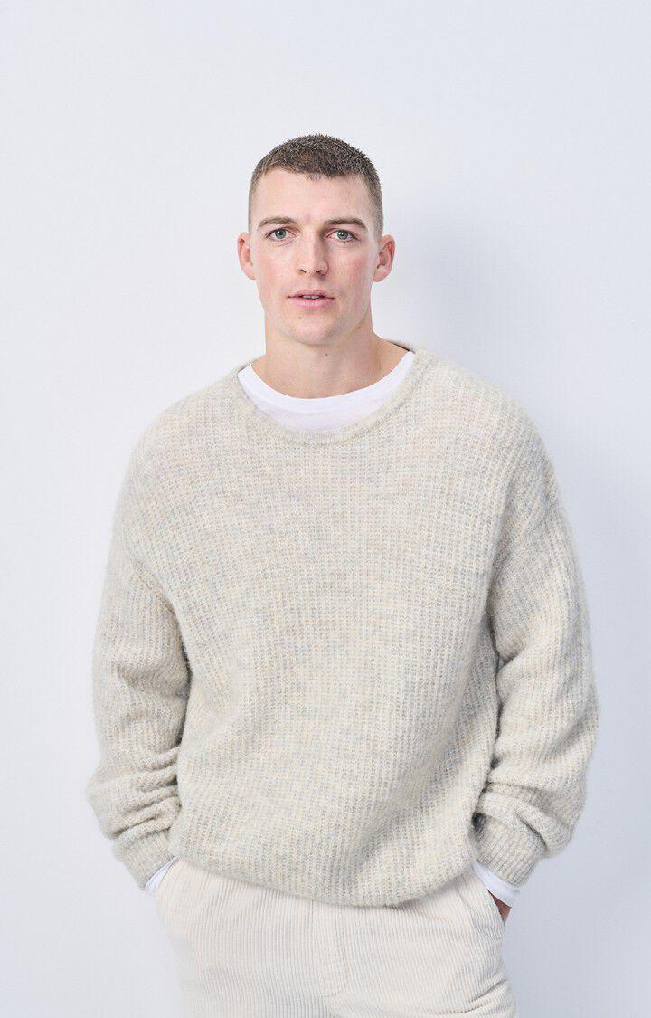 american vintage Pull homme East - POUDREUSE CHINE 55 Manches longues Beige - E25