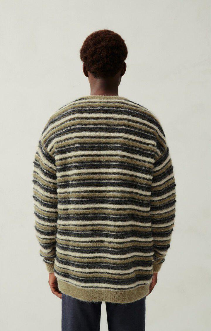 American Vintage Pull Homme East - RAYURES SEIGLE CHINE 55 Manches Longues Marron - H23B