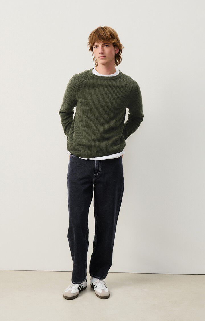American Vintage Pull Homme Falyday - ALGUE CHINE NOIR 80 Manches Longues Vert - H24