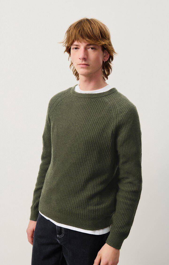 american vintage Pull homme Falyday - ALGUE CHINE NOIR 80 Manches longues Vert - H24