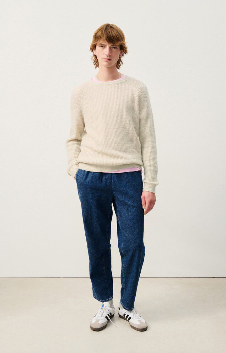 American Vintage Pull Homme Falyday - BISCUIT CHINE 80 Manches Longues Beige - E25