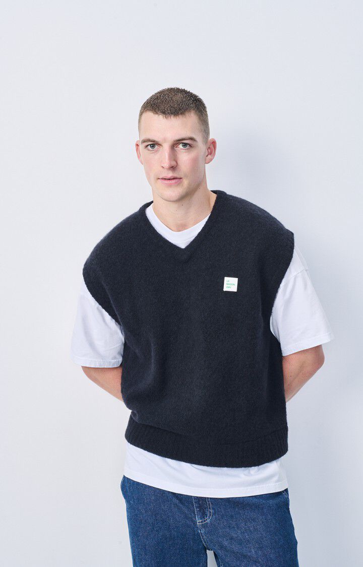 american vintage Pull homme Gylson - NOIR Sans manches Noir - H24