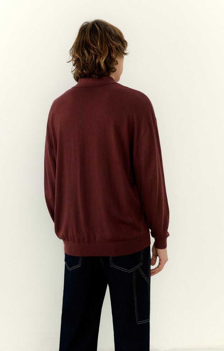 American Vintage Pull Homme Marcel - ACAJOU CHINE 56 Manches Longues Rouge - H22