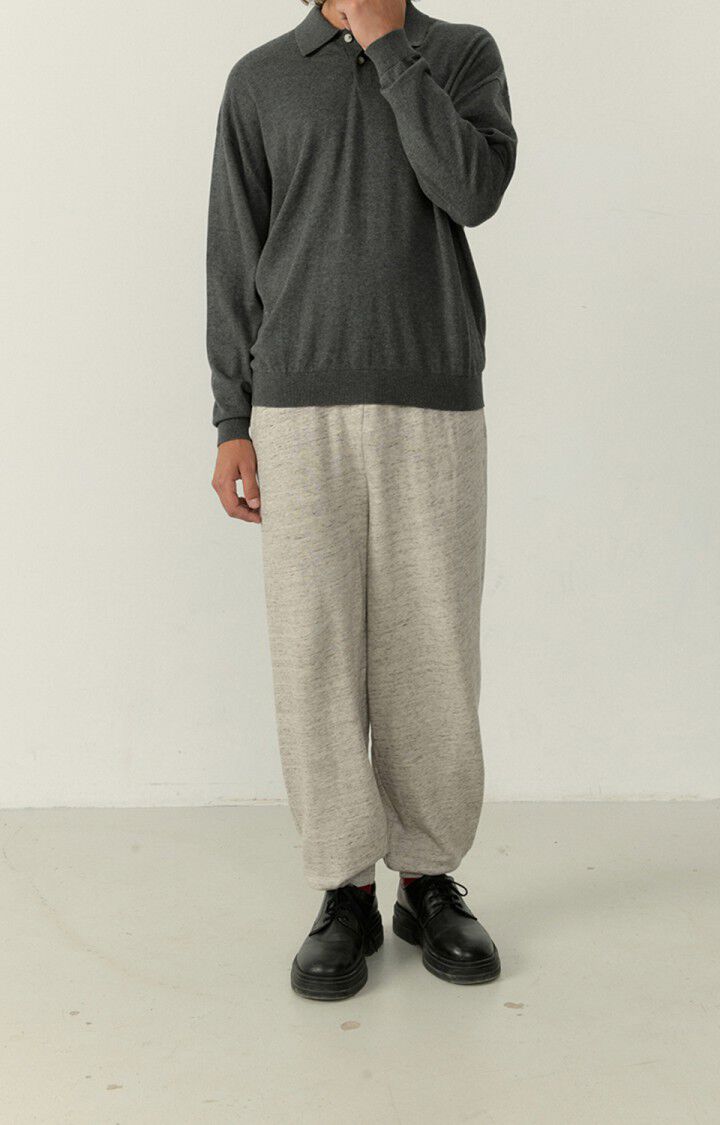American Vintage Pull Homme Marcel - ANTHRACITE CHINE 56 Manches Longues Gris - H22