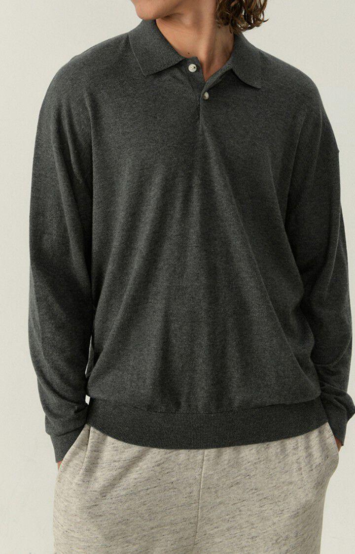 american vintage Pull homme Marcel - ANTHRACITE CHINE 56 Manches longues Gris - H22
