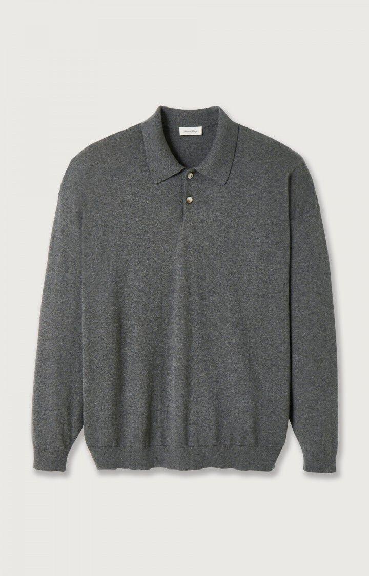 american vintage Pull homme Marcel - ANTHRACITE CHINE 56 Manches longues Gris - H22B