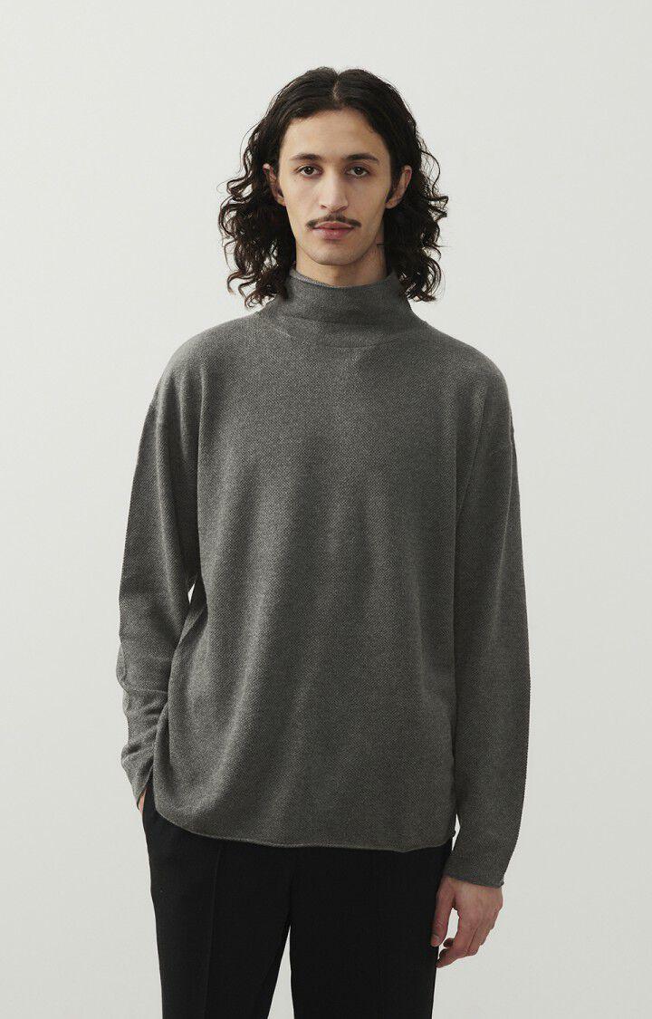 american vintage Pull homme Marcel - ANTHRACITE CHINE 57 Manches longues Gris - H23