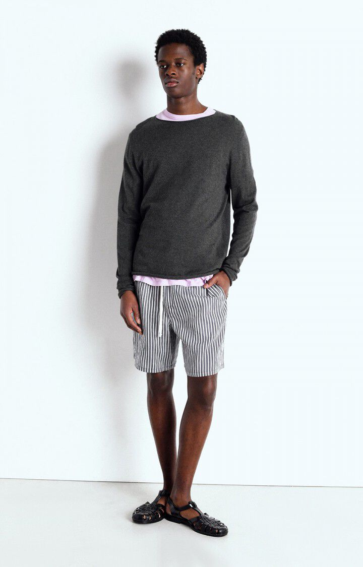 American Vintage Pull Homme Marcel - ANTHRACITE CHINE 69 Manches Longues Gris - E25