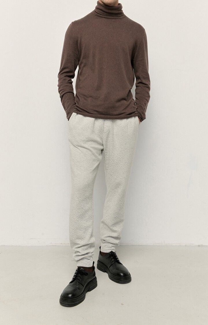 American Vintage Pull Homme Marcel - CHOCOLAT CHINE Manches Longues Marron - H22