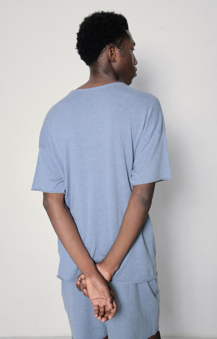 American Vintage Pull Homme Marcel - HORIZON CHINE Manches Courtes Bleu - E23B