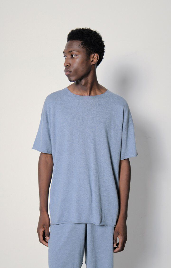 american vintage Pull homme Marcel - HORIZON CHINE Manches courtes Bleu - E23B