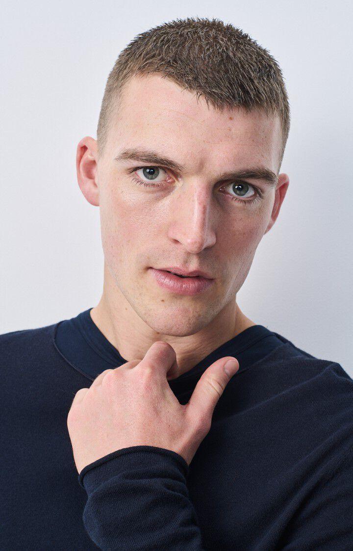 American Vintage Pull Homme Marcel - NAVY 69 Manches Longues Bleu - E25