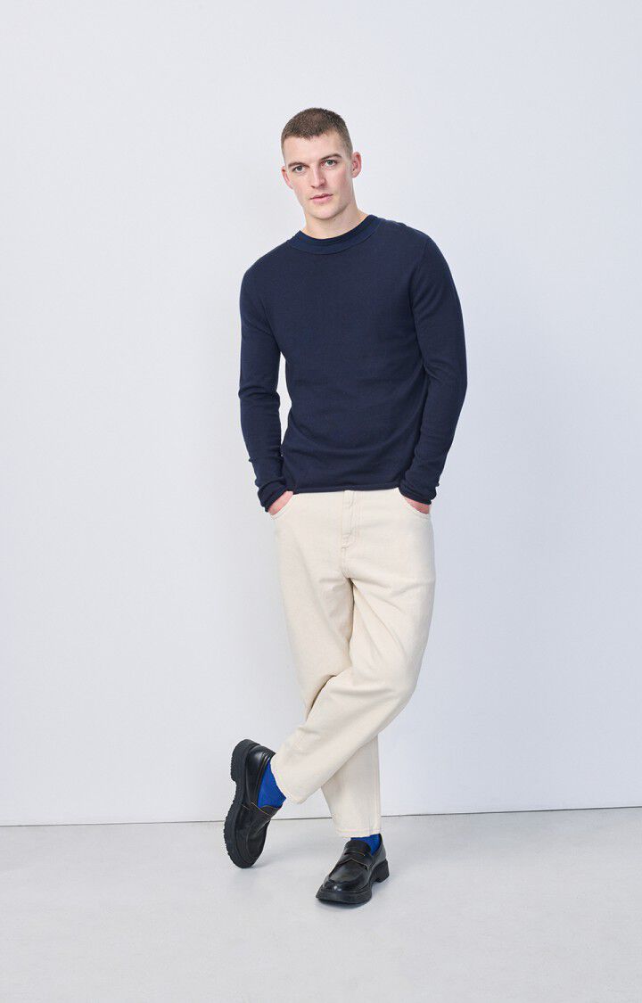 American Vintage Pull Homme Marcel - NAVY 69 Manches Longues Bleu - E25