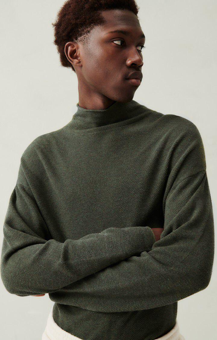 american vintage Pull homme Marcel - REPTILE MULTICHINE 57 Manches longues Vert - H23