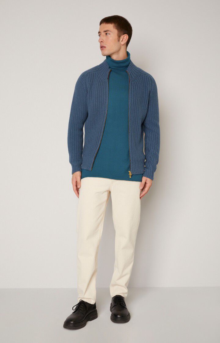 American Vintage Pull Homme Marcel - TEMPETE Manches Longues Bleu - H20