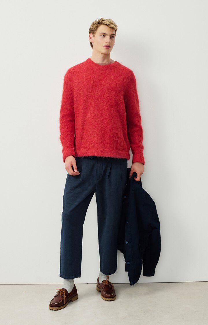 American Vintage Pull Homme Nuny - COCCINELLE CHINE 56 Manches Longues Rouge - H24