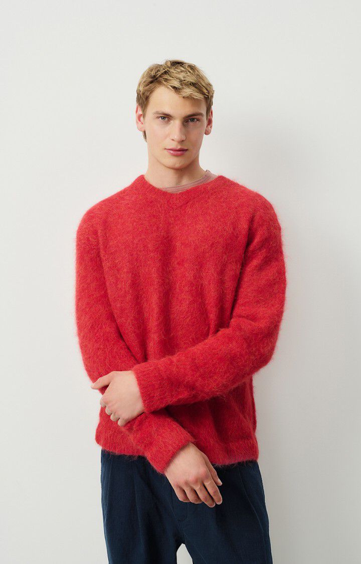 american vintage Pull homme Nuny - COCCINELLE CHINE 56 Manches longues Rouge - H24