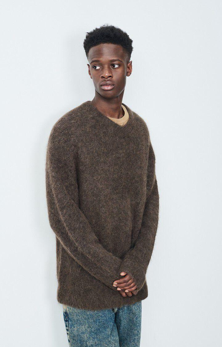 american vintage Pull homme Nuny - OURS CHINE 56 Manches longues Marron - H24