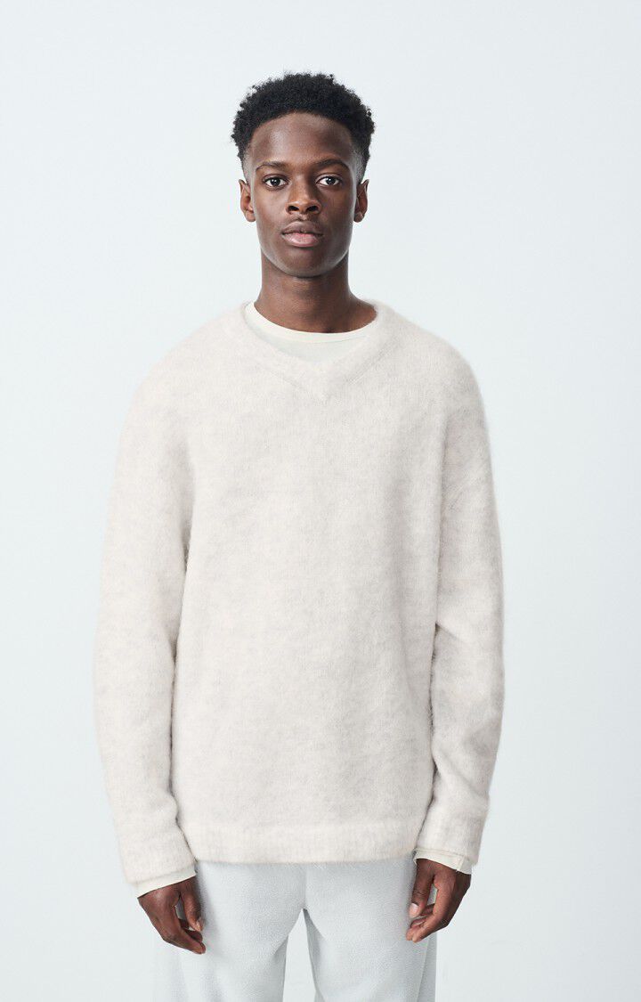 american vintage Pull homme Nuny - POLAIRE CHINE 56 Manches longues Gris - E25