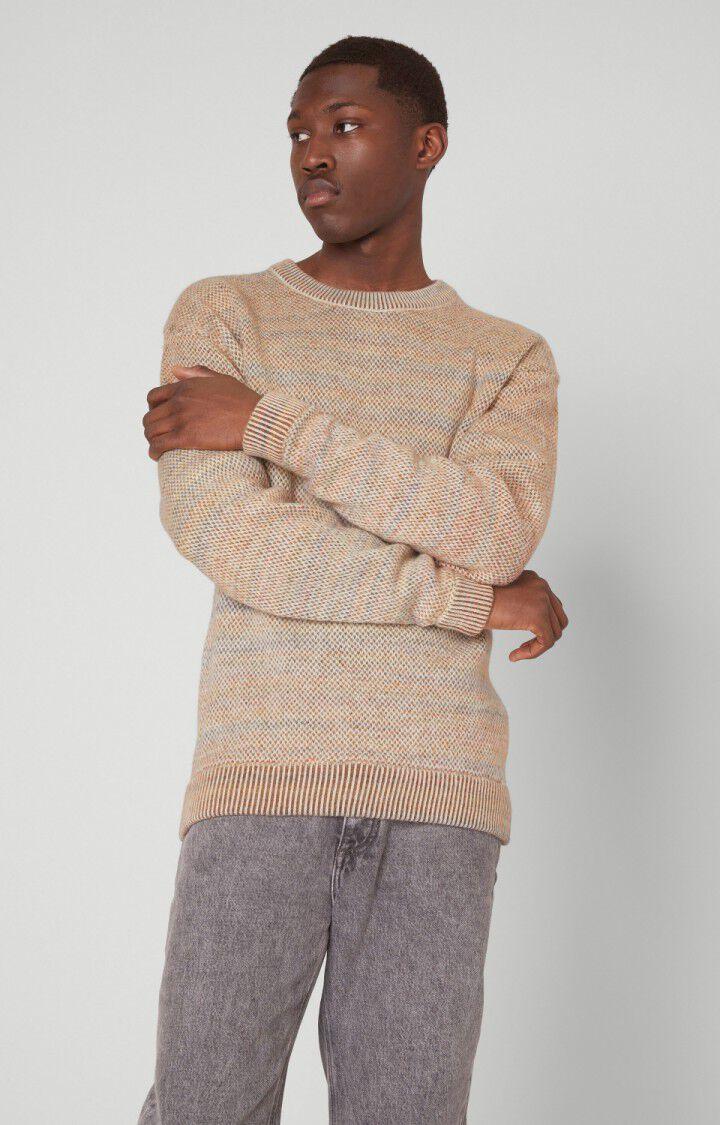 american vintage Pull homme Poabay - JAUNE BEIGE MULTI CHINE Manches longues Jaune - H22