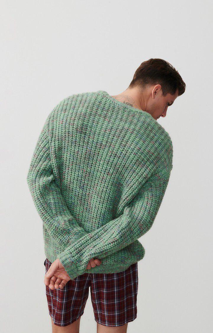 American Vintage Pull Homme Poyatown - ALOE VERA MULTICHINE 55 Manches Longues Vert - E24