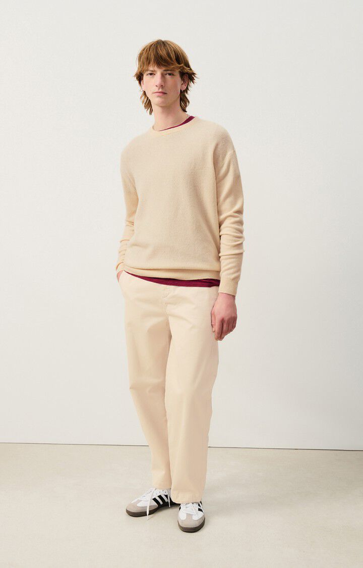 American Vintage Pull Homme Raxow - NATUREL 60 Manches Longues Beige - E25