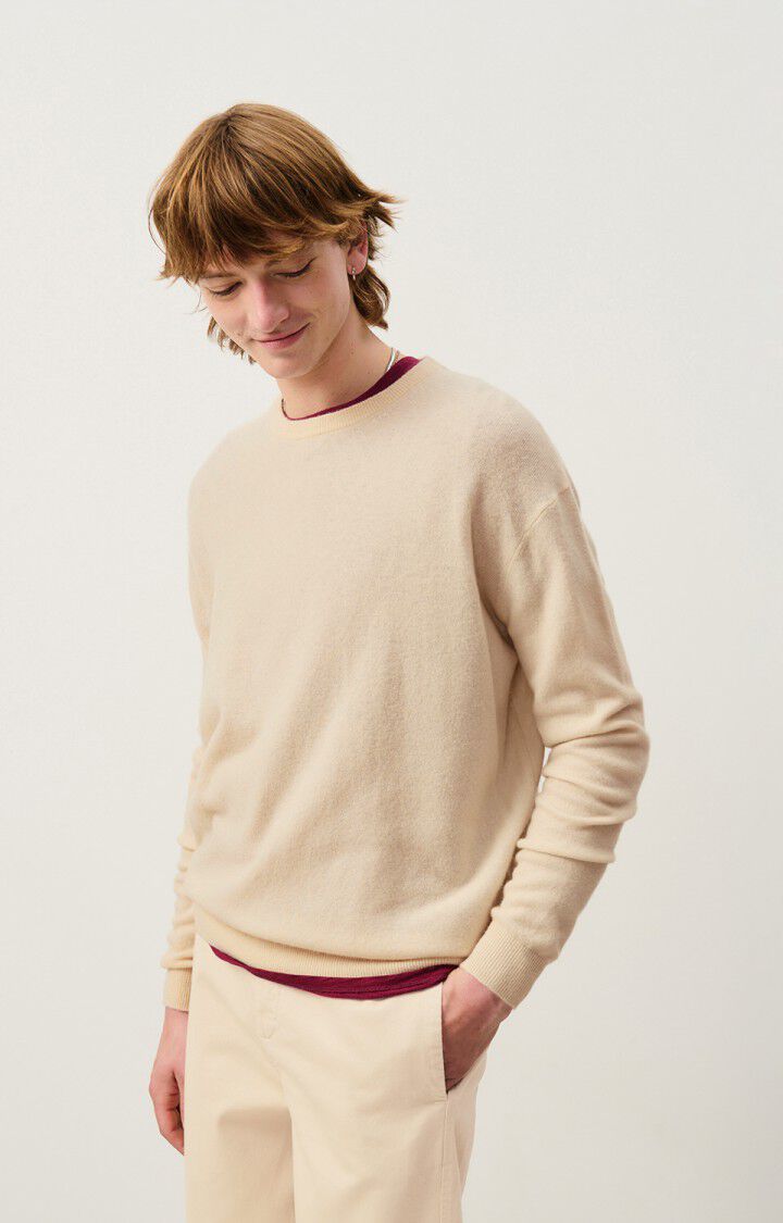 american vintage Pull homme Raxow - NATUREL 60 Manches longues Beige - E25