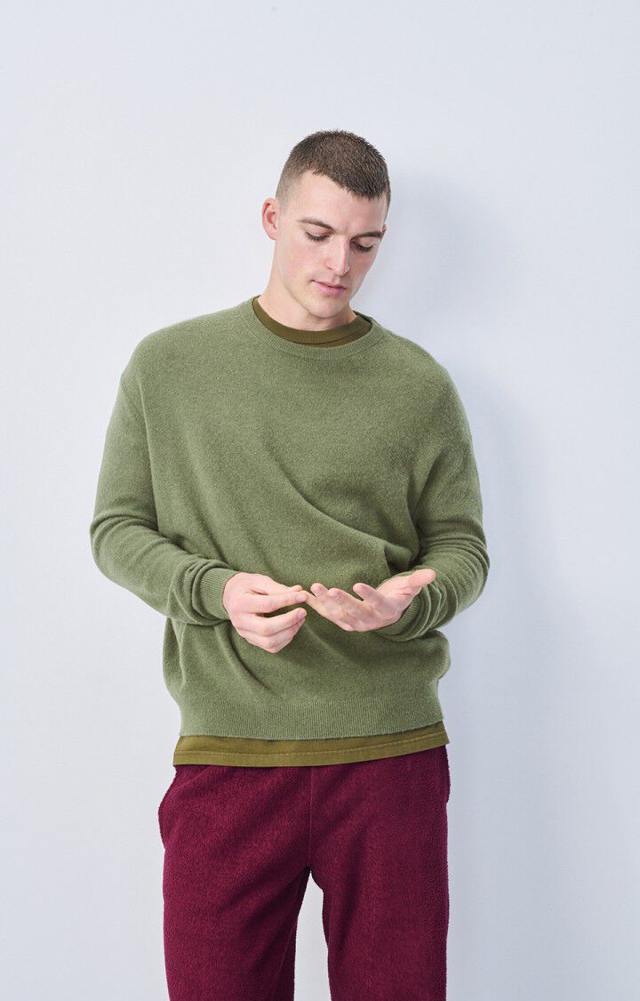 american vintage Pull homme Raxow - TORTUE 60 Manches longues Vert - H24