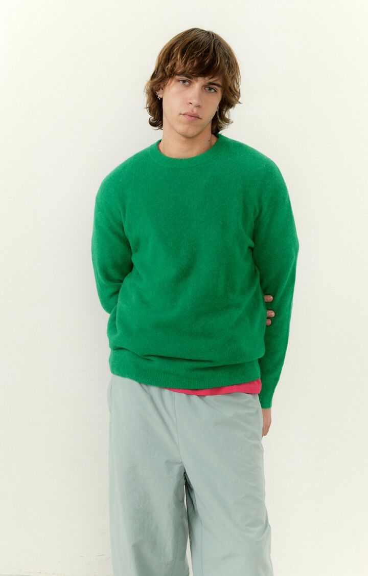 American Vintage Pull Homme Razpark - CORIANDRE CHINE 60 Manches Longues Vert - E23