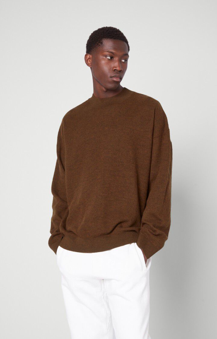 american vintage Pull homme Tadbow - NOUNOURS CHINE Manches longues Marron - H21