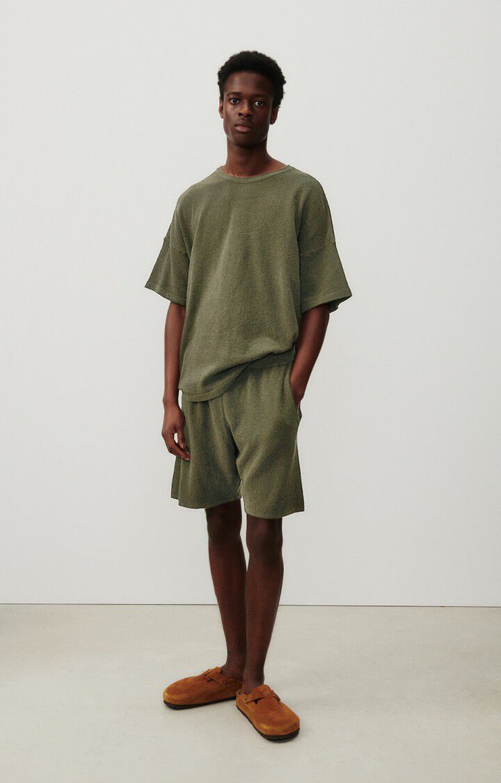 American Vintage Pull Homme Tawabay - MILITAIRE 17 Manches Courtes Marron - E24