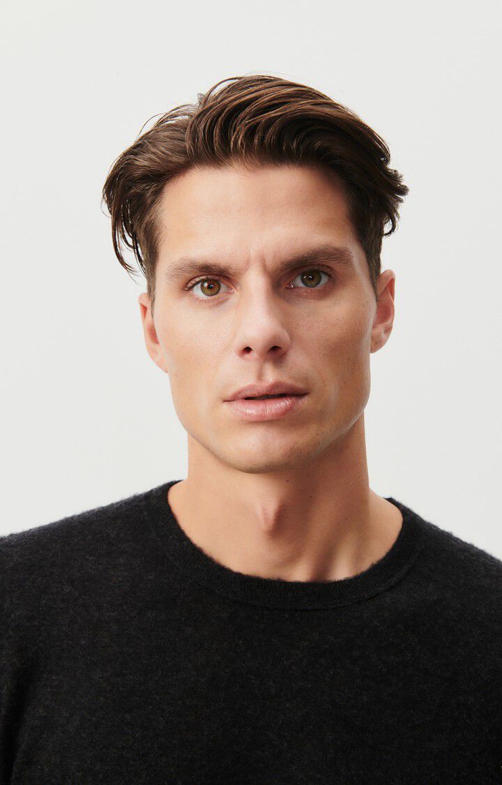 American Vintage Pull Homme Zyrobow - CHARBON CHINE 62 Manches Longues Noir - E24