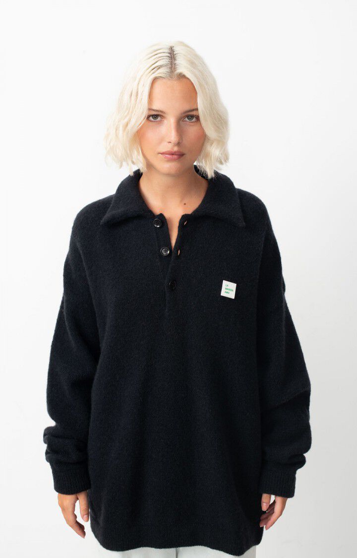 american vintage Pull mixte Gylson - NOIR 54 Manches longues Noir - H24