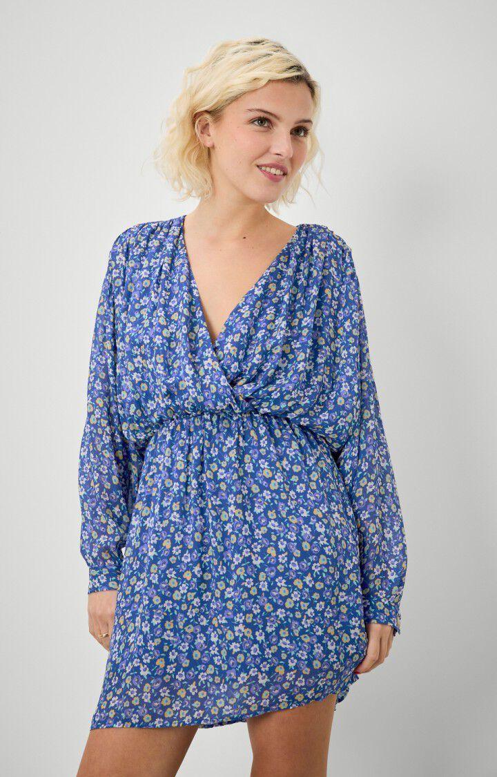 american vintage Robe femme Aboodi - FRANCINE Manches longues Bleu - E21