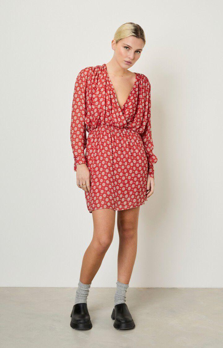 American Vintage Robe Femme Aboodi - JOSETTE Manches Longues Rouge - E21