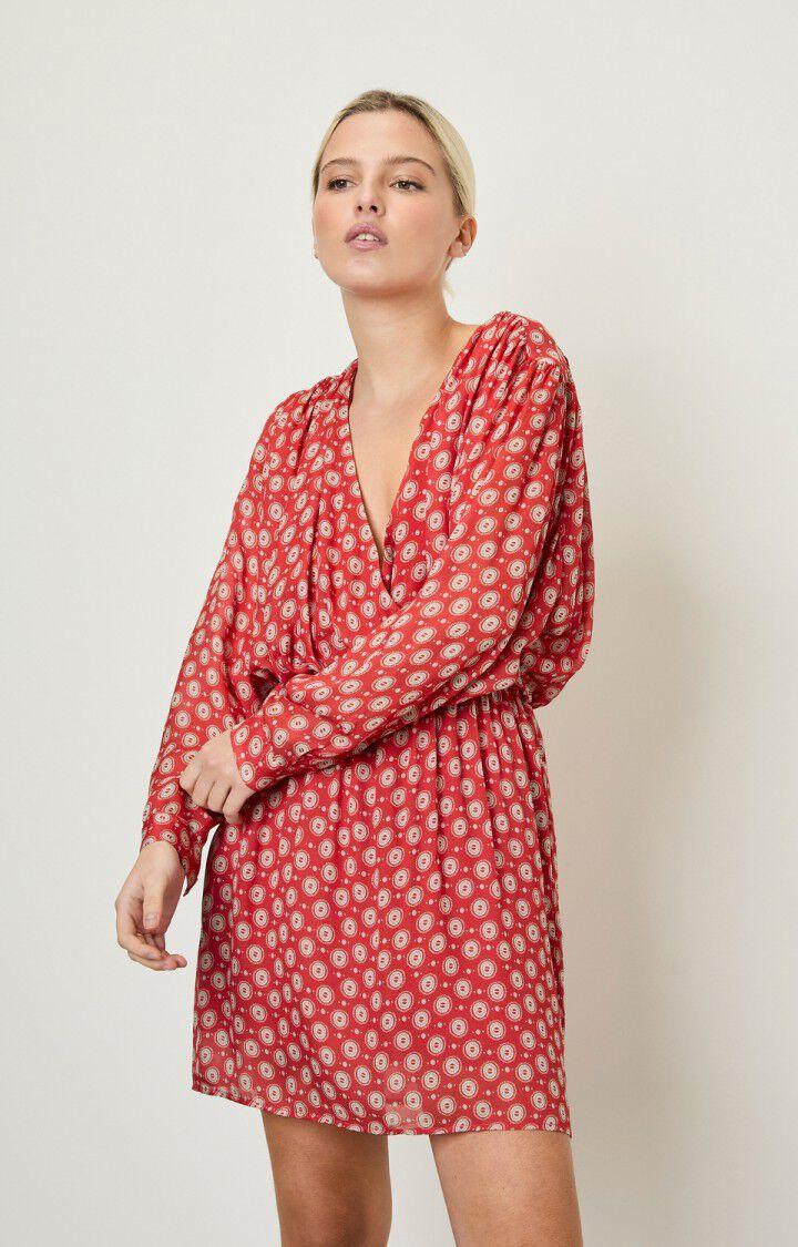 american vintage Robe femme Aboodi - JOSETTE Manches longues Rouge - E21