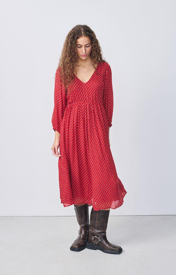 american vintage Robe femme Aboodi - TOOTSI Manches longues Rouge - H20