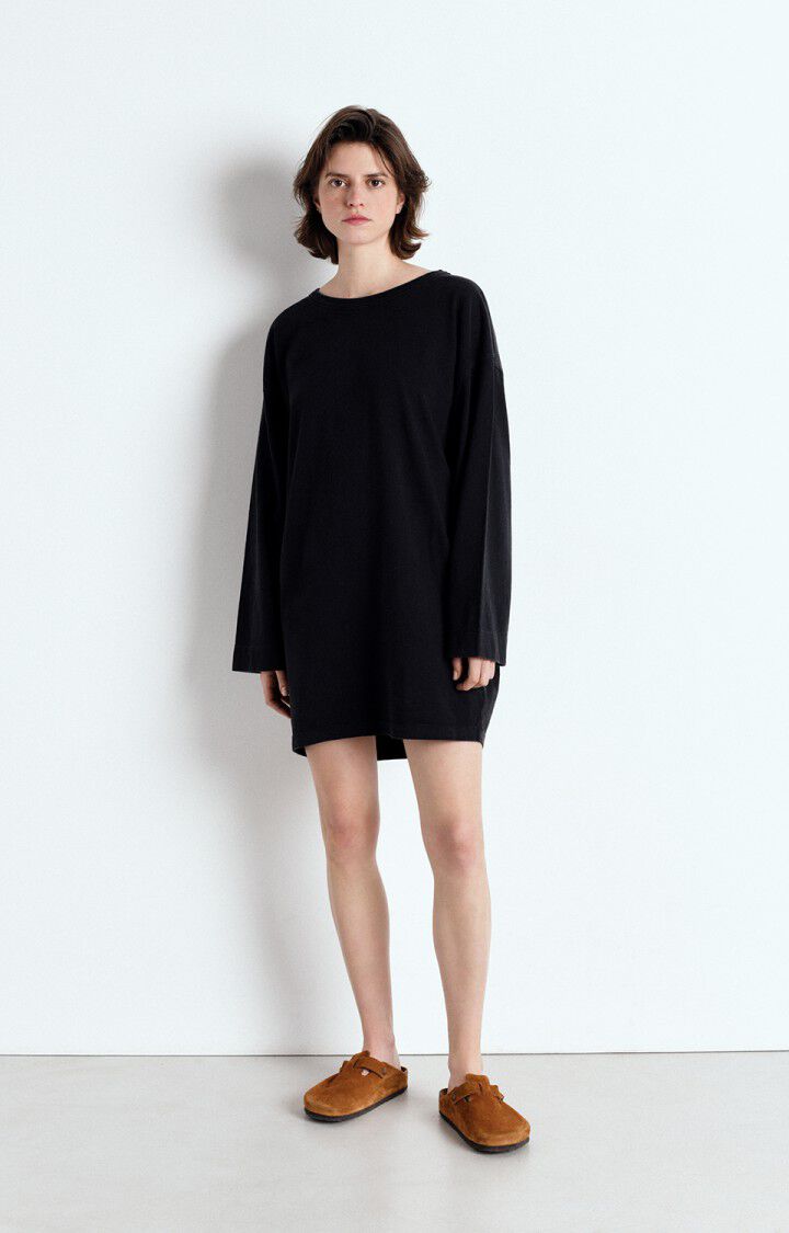 american vintage Robe femme Afoma - TENEBRE VINTAGE 50 Manches longues Noir - E25