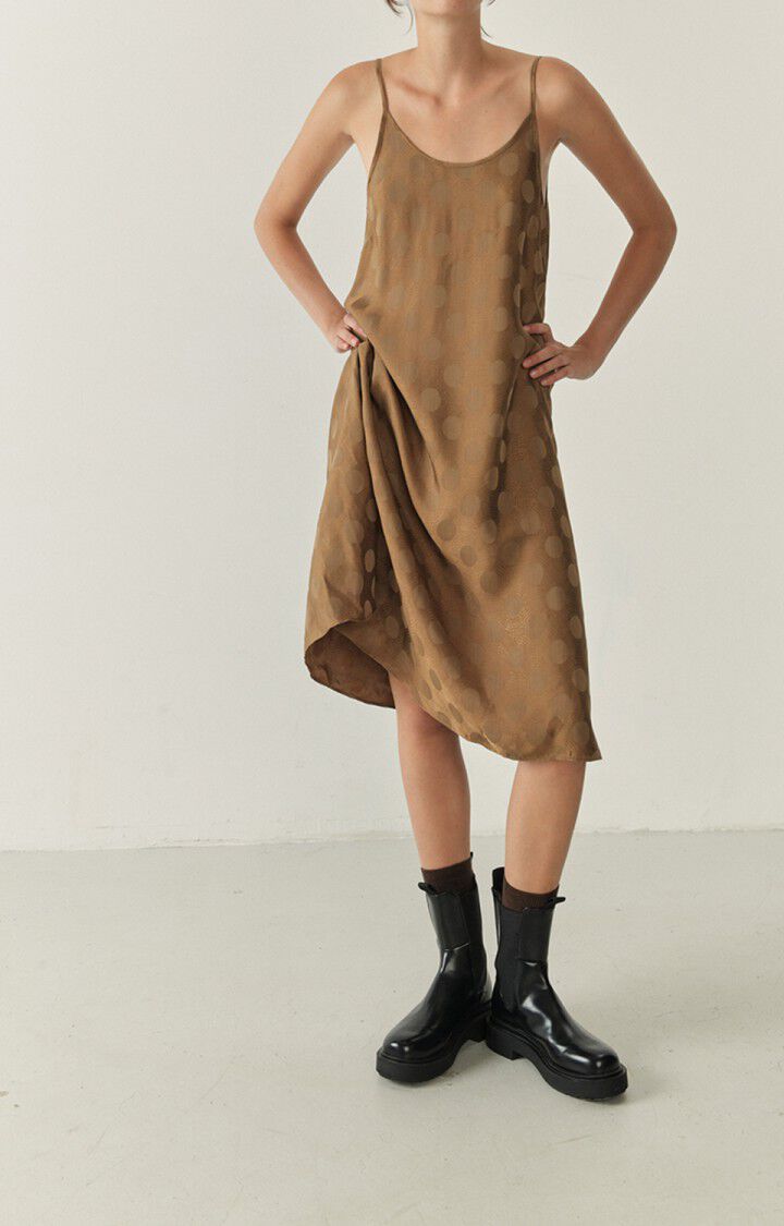 American Vintage Robe Femme Bukbay - BELETTE Fines Bretelles Marron - H22