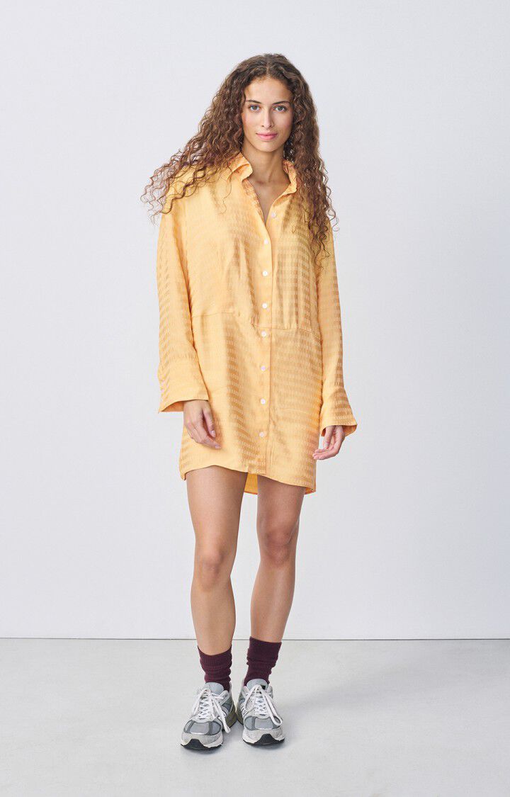 American Vintage Robe Femme Bukbay - DESERT 56 Manches Longues Jaune - H22