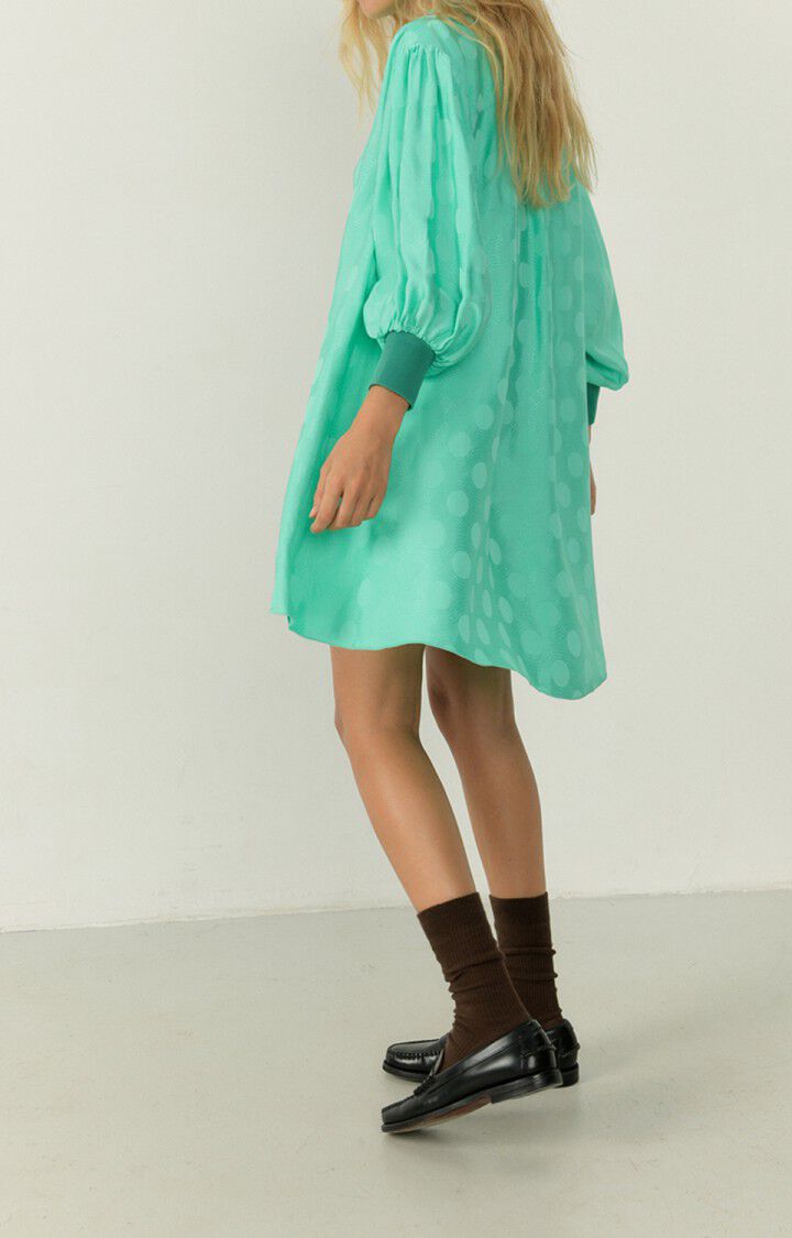American Vintage Robe Femme Bukbay - MENTHE A L'EAU 58 Manches Longues Bleu - H22