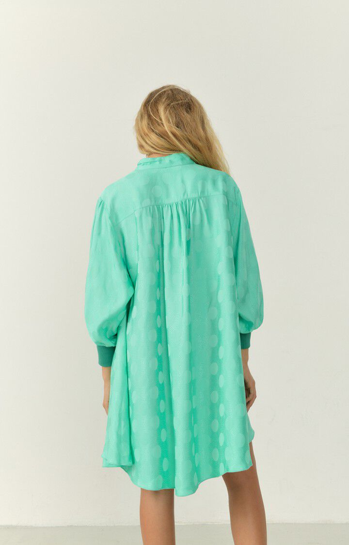 American Vintage Robe Femme Bukbay - MENTHE A L'EAU 58 Manches Longues Bleu - H22