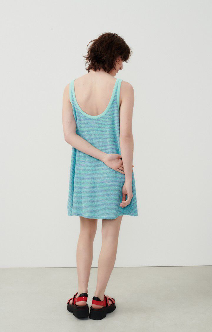 American Vintage Robe Femme Dapylow - BLEU CIEL RAYE RIVIERA 0 Sans Manches Bleu - E24