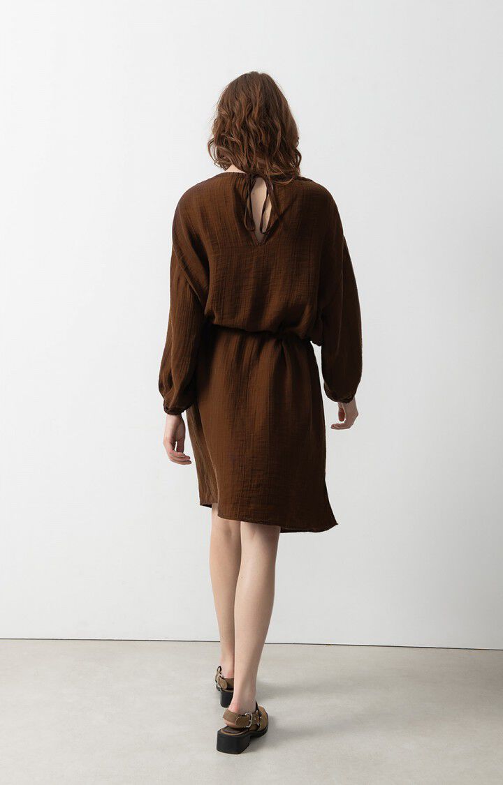 American Vintage Robe Femme Detown - BROWNIE 53 Manches Longues Marron - H24