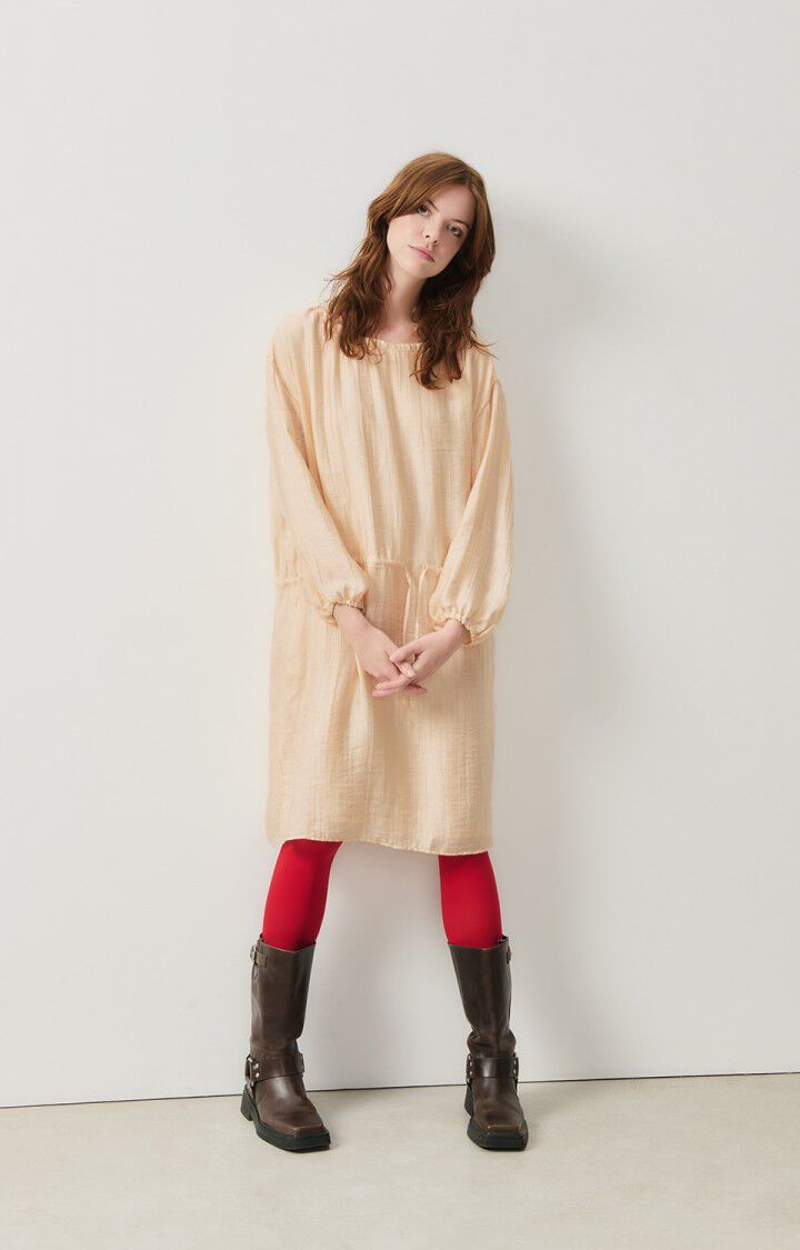 american vintage Robe femme Detown - CHEESECAKE 53 Manches longues Beige - H24