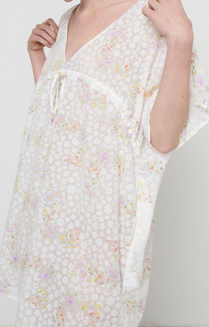 American Vintage Robe Femme Drow - FLEURS Manches Courtes Blanc - E22B