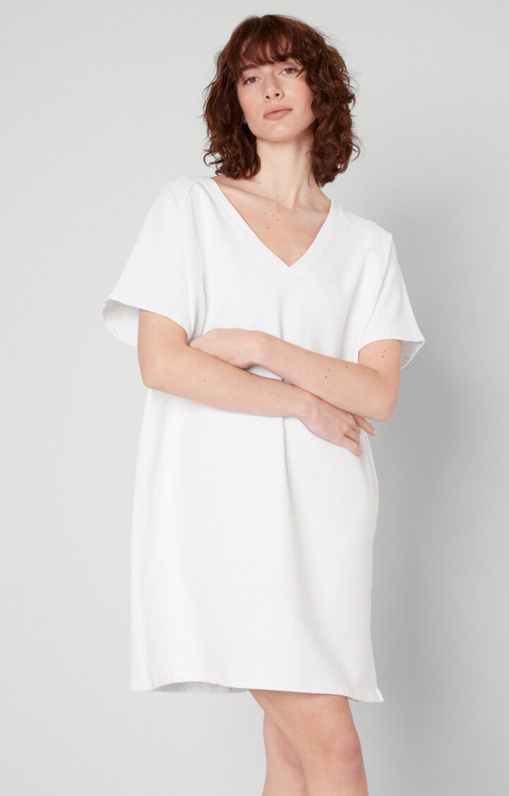 american vintage Robe femme Ekowood - BLANC Manches courtes Blanc - E21