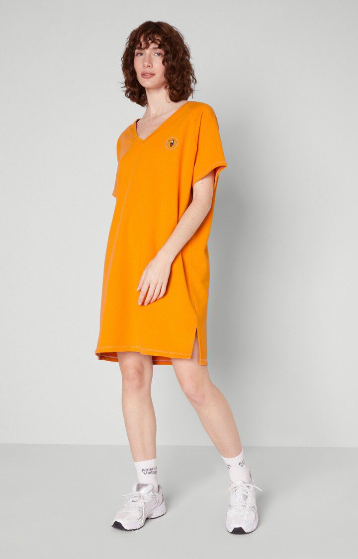 American Vintage Robe Femme Ekowood - BRUGNON Manches Courtes Orange - E21