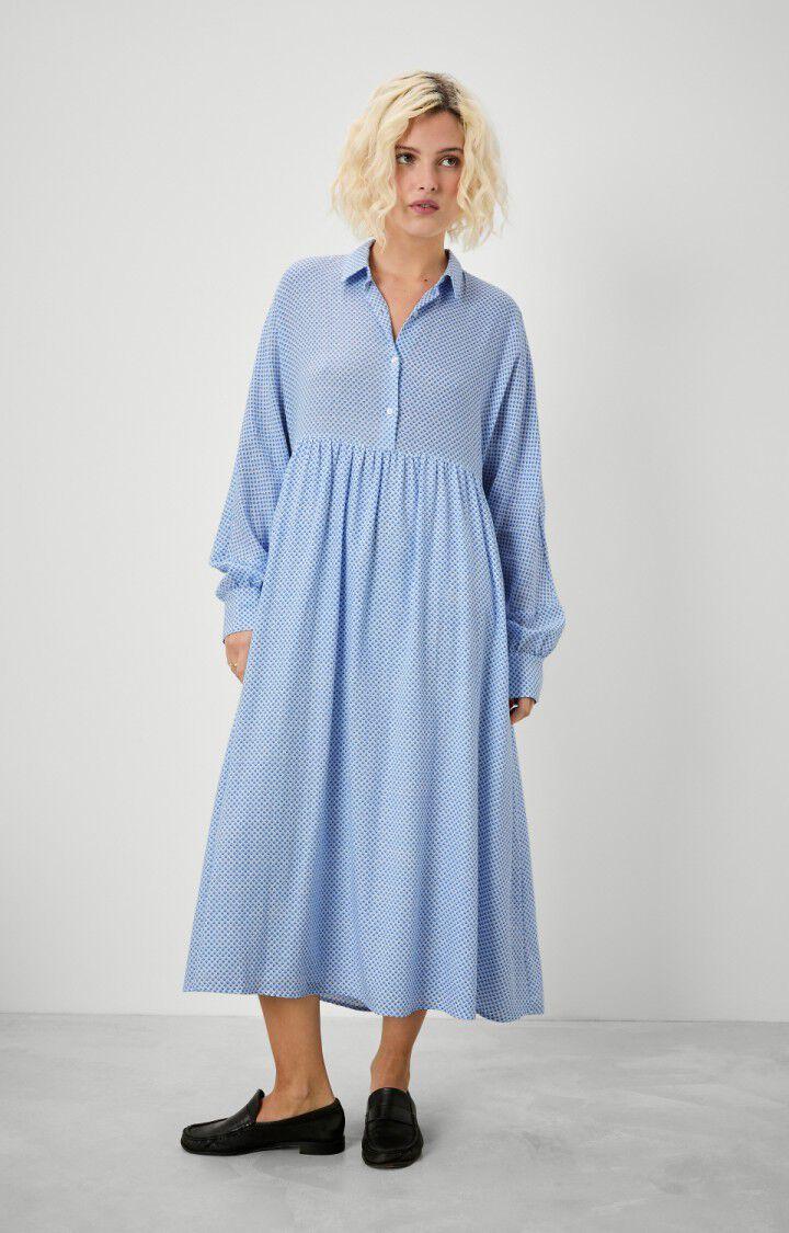 American Vintage Robe Femme Epifun - LAUSA PRINT Manches Longues Bleu - H19