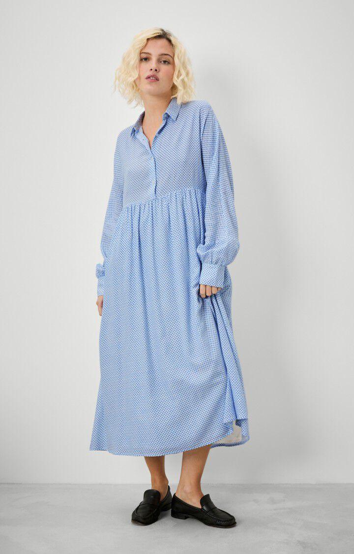 american vintage Robe femme Epifun - LAUSA PRINT Manches longues Bleu - H19